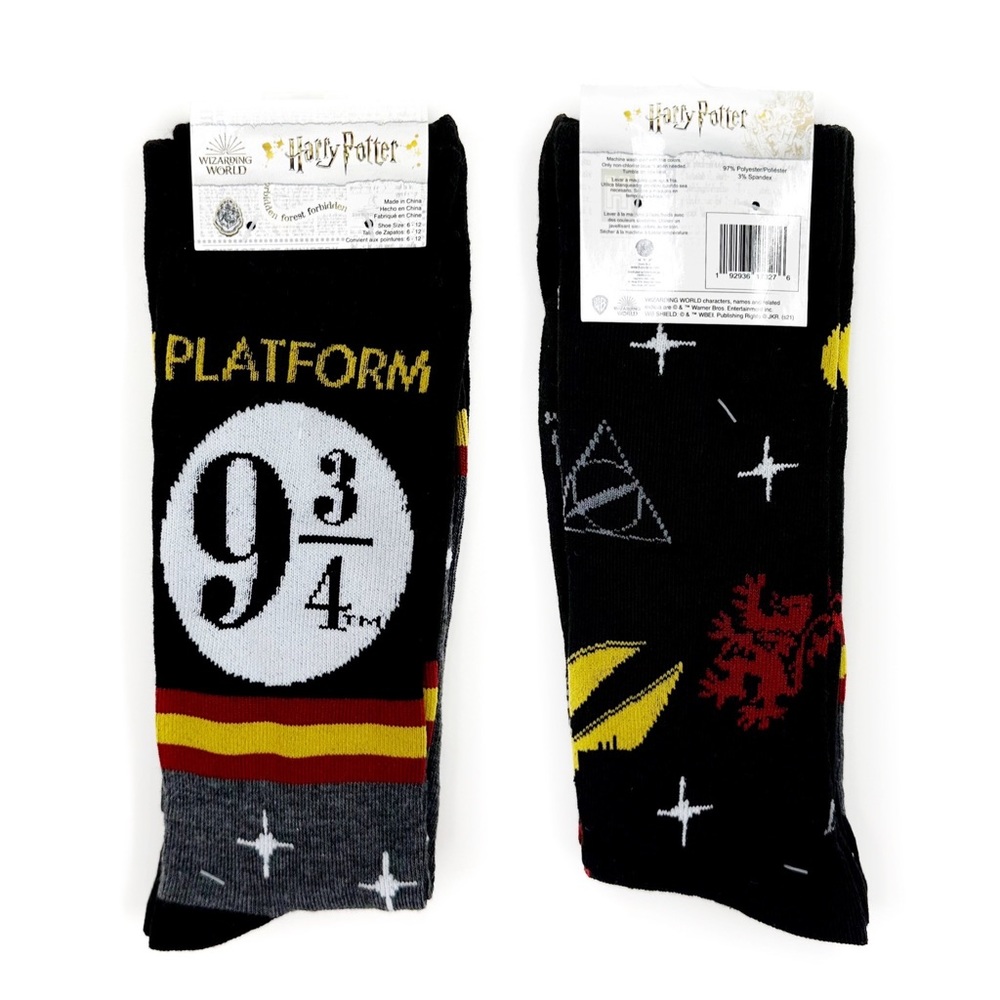 Harry Potter Crew Socks Mens Womens Hogwarts Platform 9 3/4 Quidditch Gryffindor